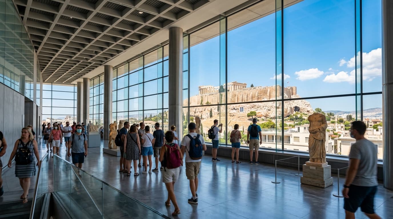 Acropolis Museum Athens overlooking the Parthenon